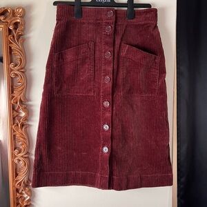 & other stories cord brown high waisted skirt